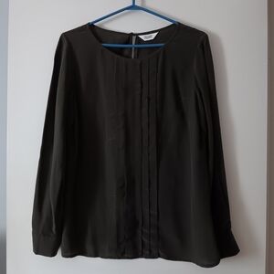 TOAST Olive Green Silk Pleat Front Blouse 12